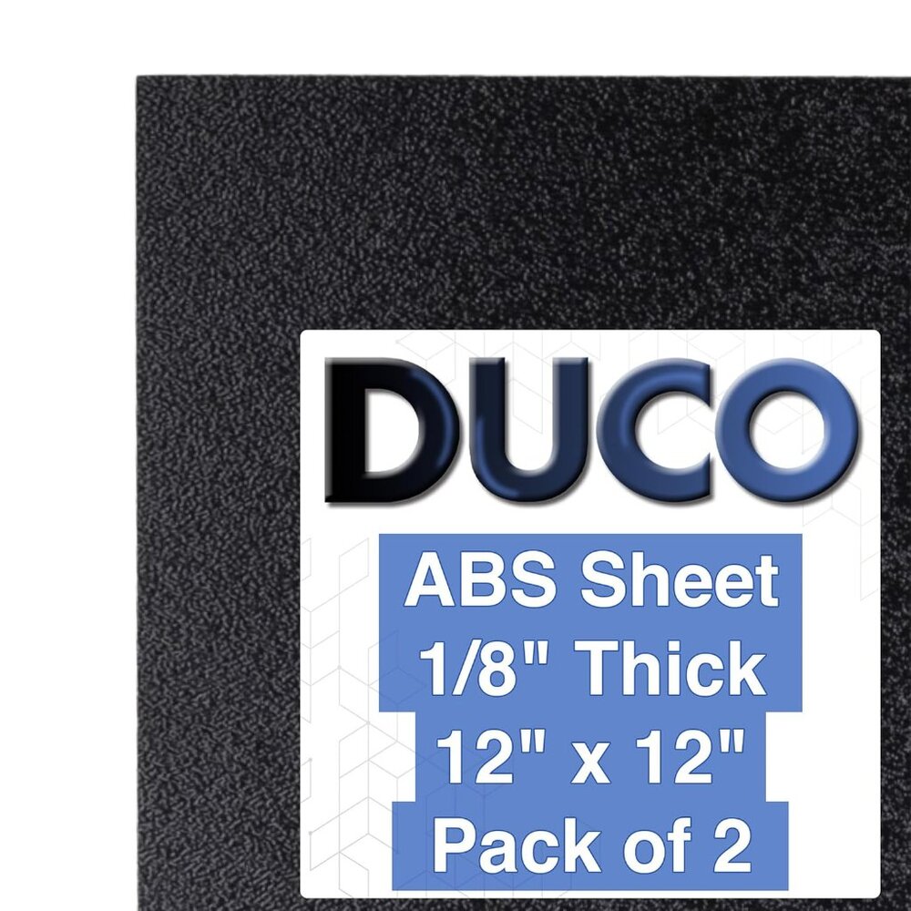 Duco -Made ABS Plastic Sheet 1/8 Inch Thick 12" x 12" - 2 Pack of Black Thermopl